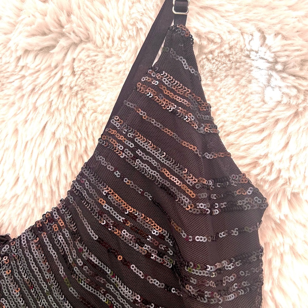 Lulu's Black Beaded Sequin Chevron Midi Dress - Picture 8 of 11